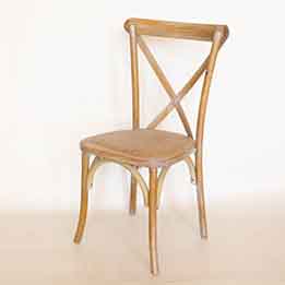 <b>French Antique Wooden Cross Back Dining Chair Stackable Ratt</b>