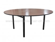 Folding plywood round table with square tube leg